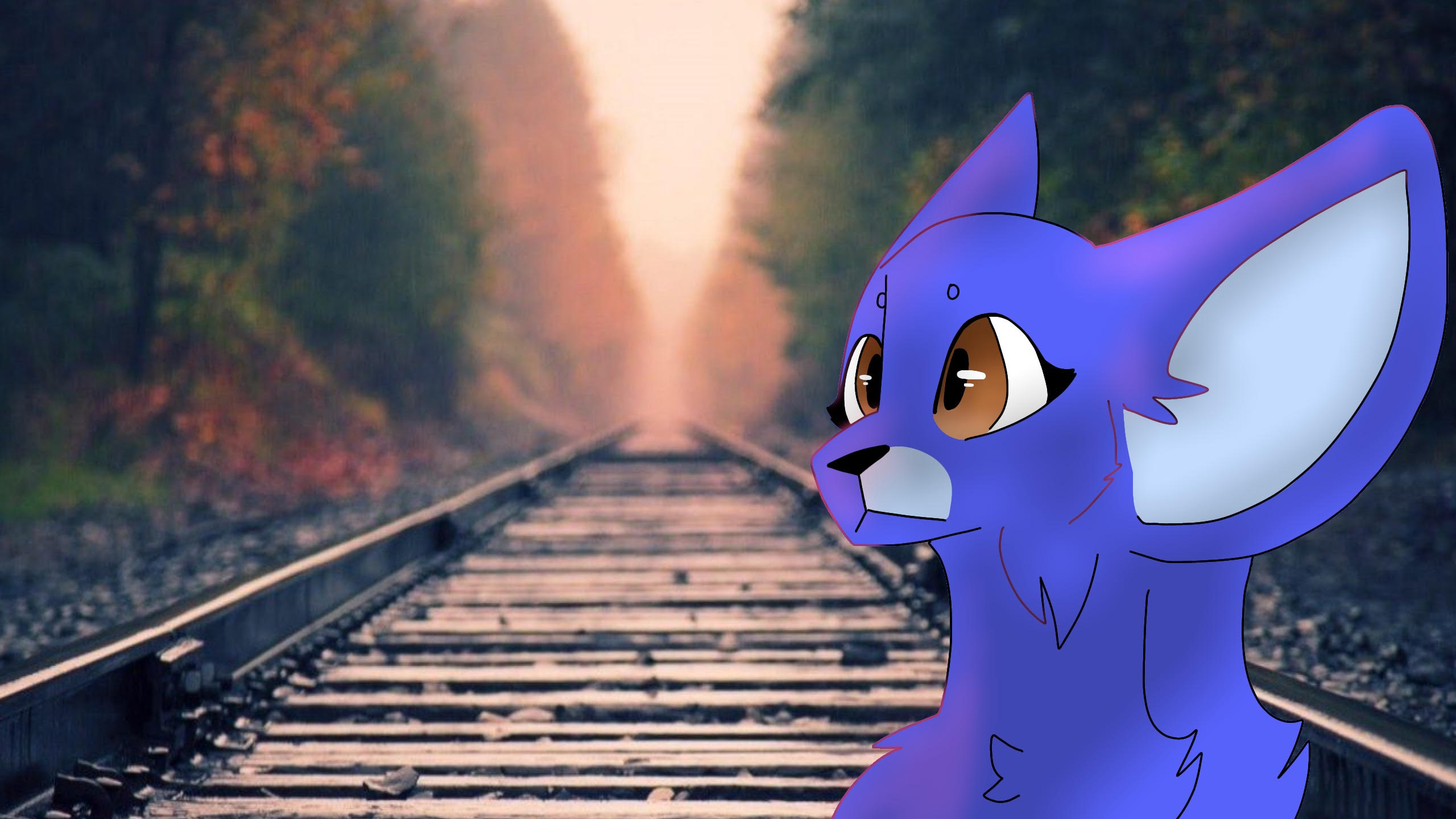 Character Standing Near Train Tracks