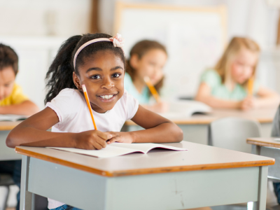 Smiling Student in Class