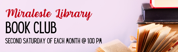 Miraleste Library Monthly Book Club Every Second Saturday of the Month, 1 PM