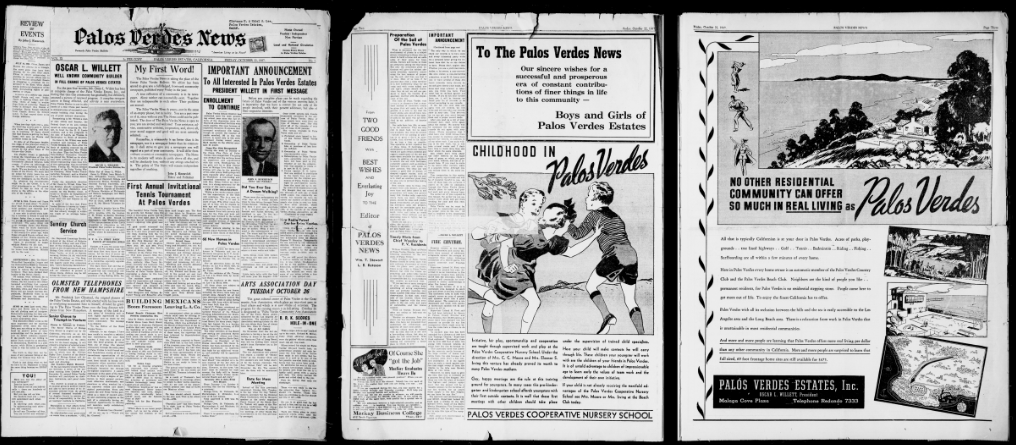 3 Pages of the Palos Verdes News from 1937