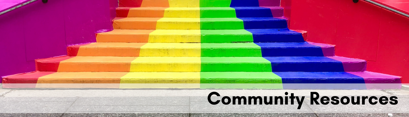 Rainbow Colored Stairs with Text Community Resources