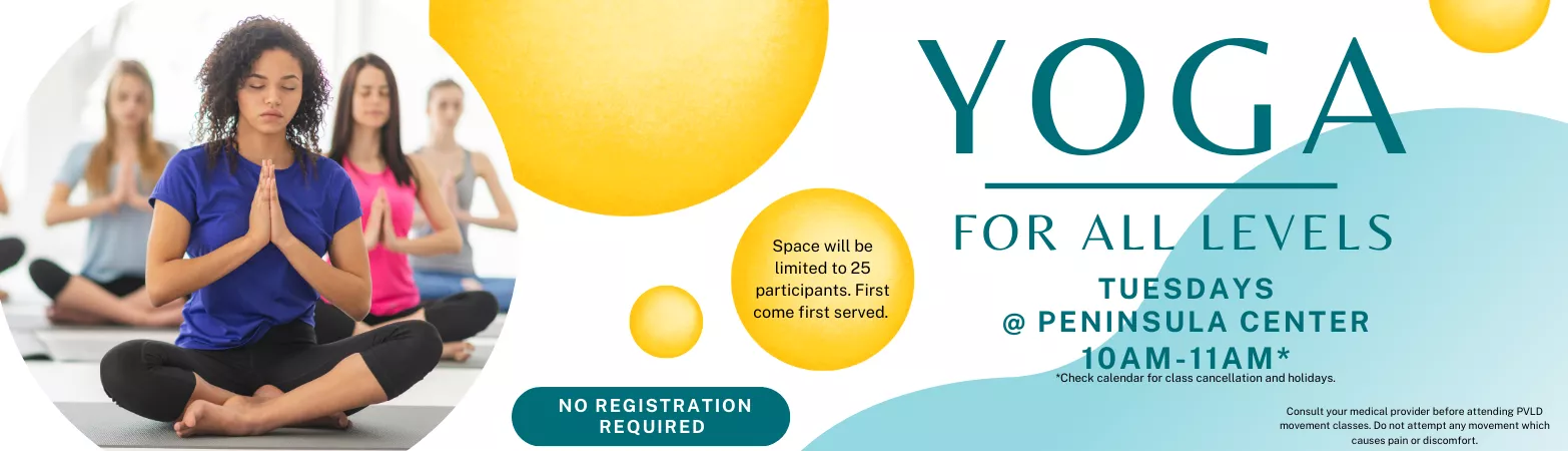 Yoga for Beginners select Tuesdays  10:00 AM - 11:00 AM Peninsula Center Library Community Room